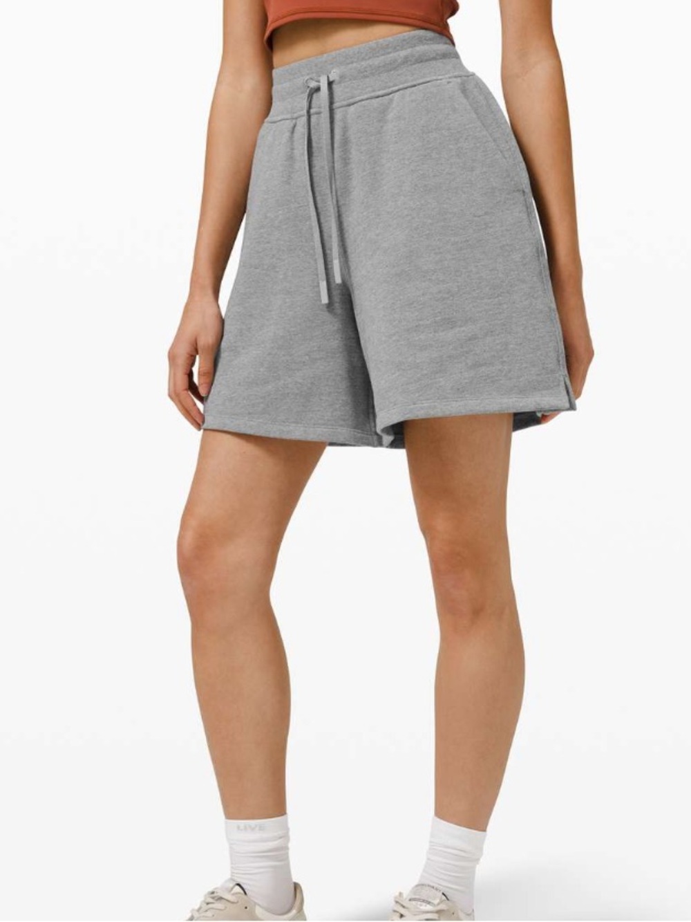 Lululemon All Yours High Rise Short *7" Heathered Core Grey Drawstring Lounge 8